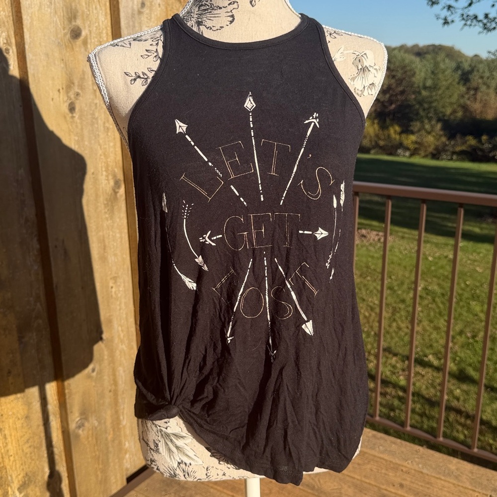 Black Graphic Tank Top
